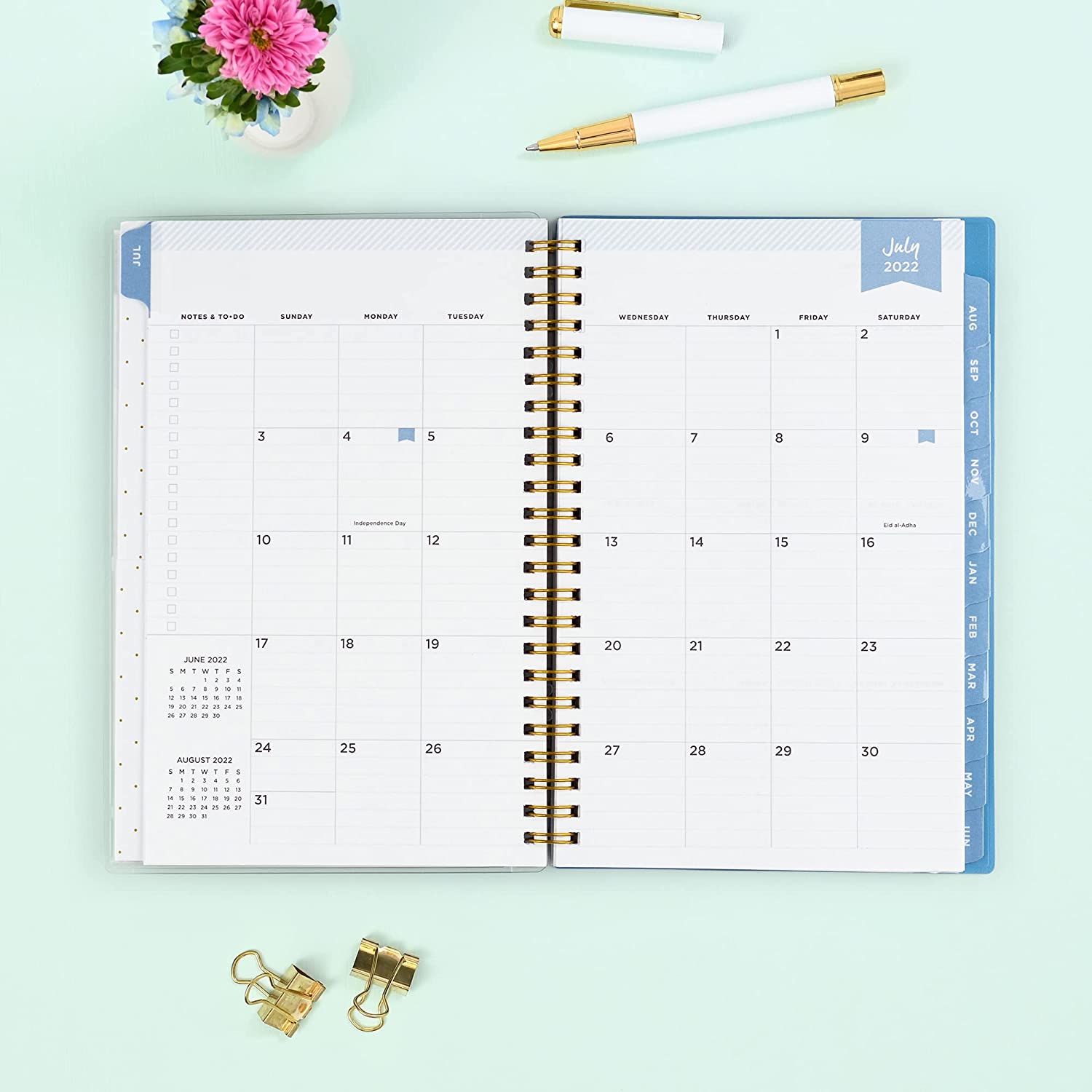 Day Designer for Blue Sky 2022-2023 Academic Year Weekly & Monthly Planner, 5" x 8", Flexible Cover, Wirebound, Climbing Floral Blush (137881-A23) - Image 3